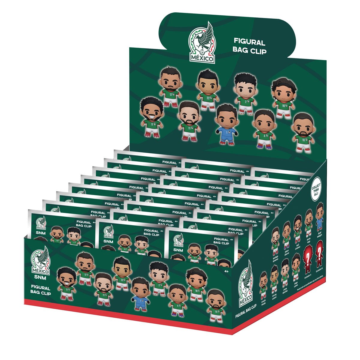 Mexico Soccer Men's National Team 3D Foam Bag Clip Random 6-Pack