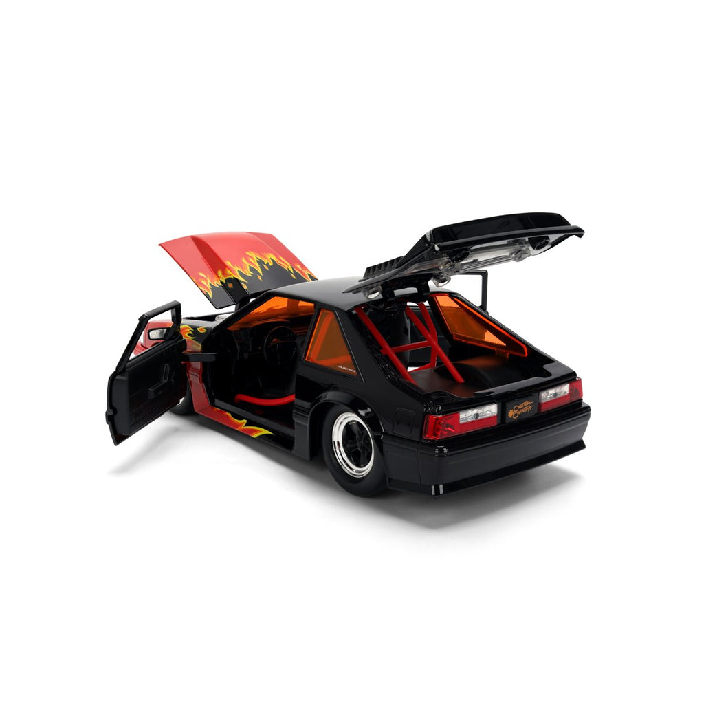 Hollywood Rides Cheetos Flamin' Hot 1989 Ford Mustang GT 1:24 Scale Die-Cast Metal Vehicle with Chester Cheetah Figure