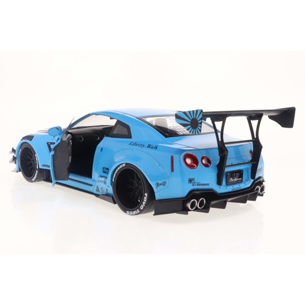 2024 Nissan GT-R R35 Baby Blue Liberty Walk Version 2.0 Body Kit 1:18 Scale Die-Cast Metal Vehicle