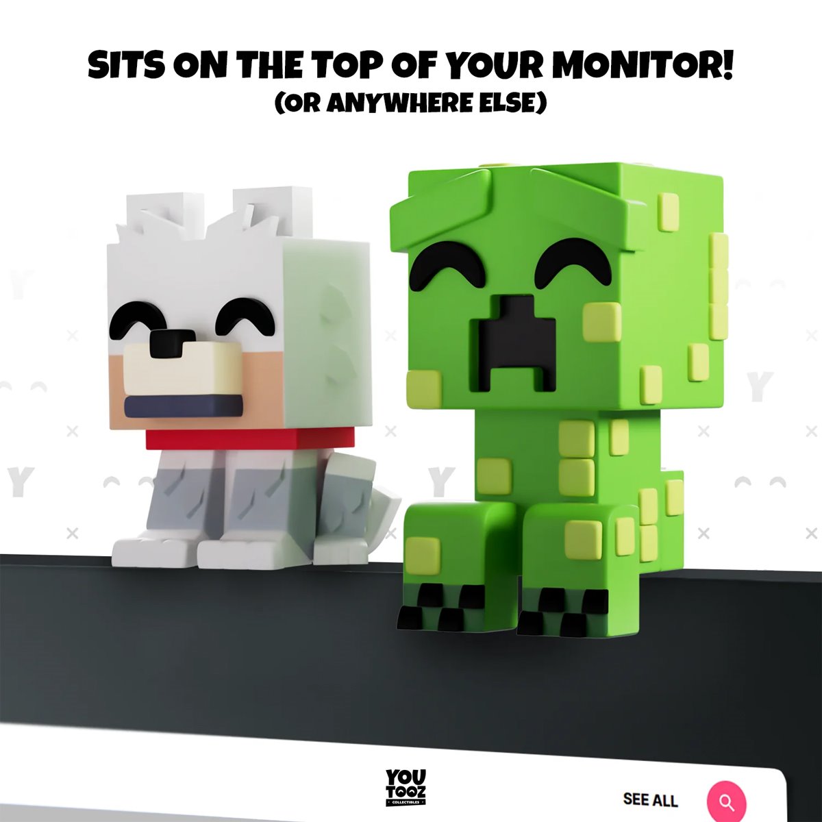 Minecraft Collection Wolf and Creeper Monitor Buddiez Vinyl Figure 2-Pack #16