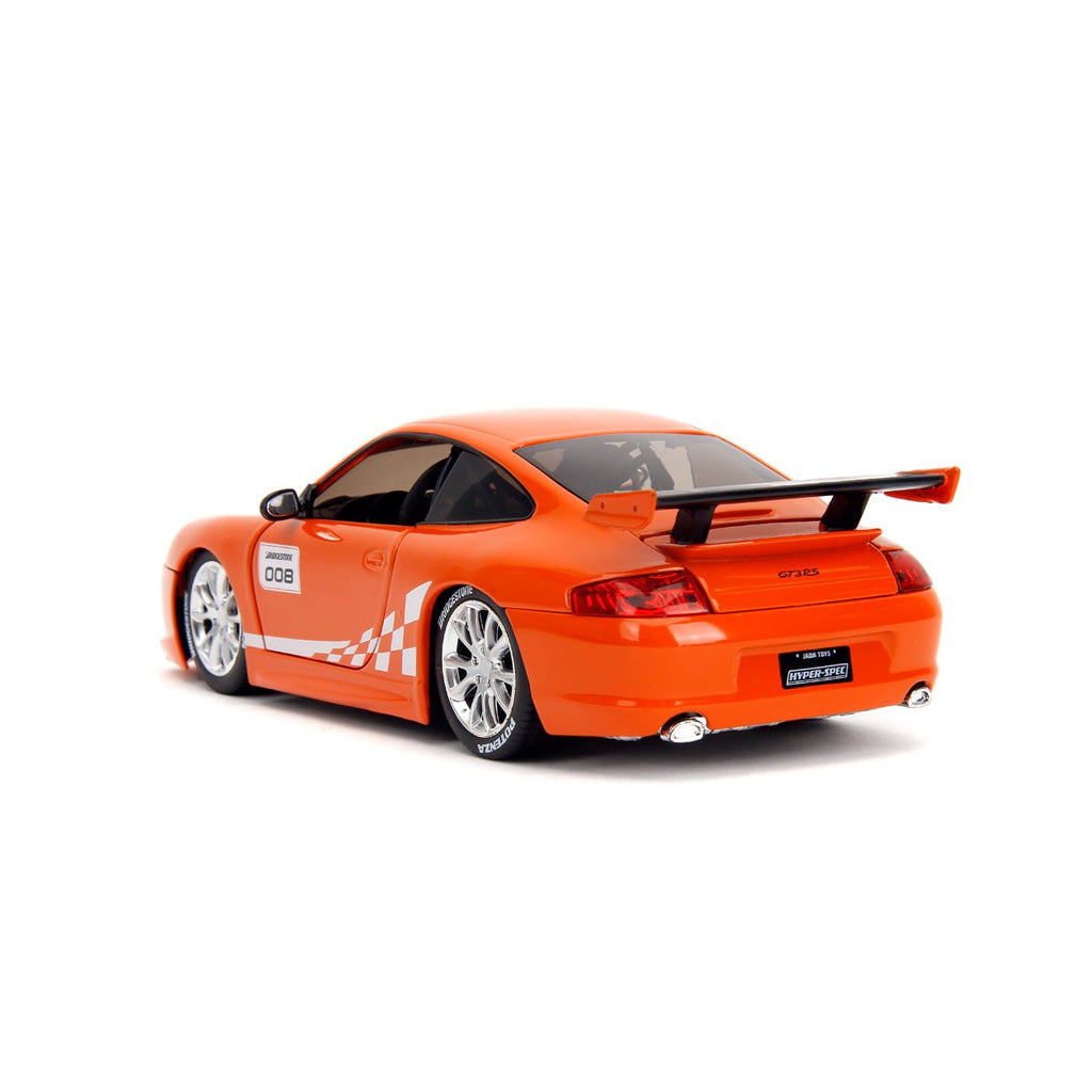 Hyper-Spec Porsche 911 GT3 RS 996 Glossy Orange 1:24 Scale Die-Cast Metal Vehicle
