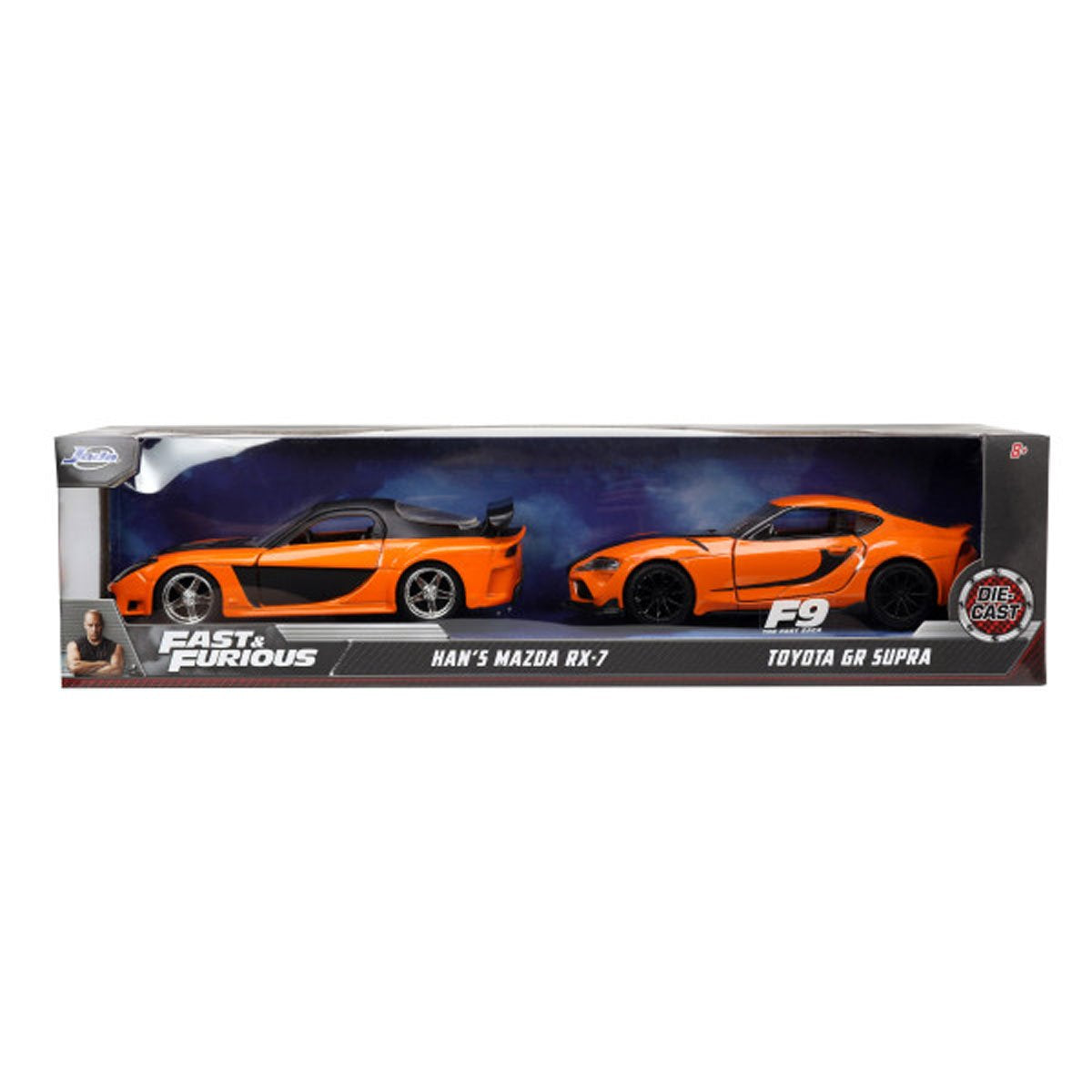 Fast and the Furious 9 Han's Mazda RX-7 and 2020 Toyota GR Supra 1:32 Scale Die-Cast Metal Vehicle 2-Pack