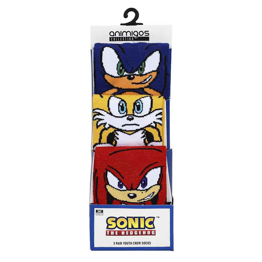 Sonic the Hedgehog Animigos 360 Character Youth Sock 3-Pack