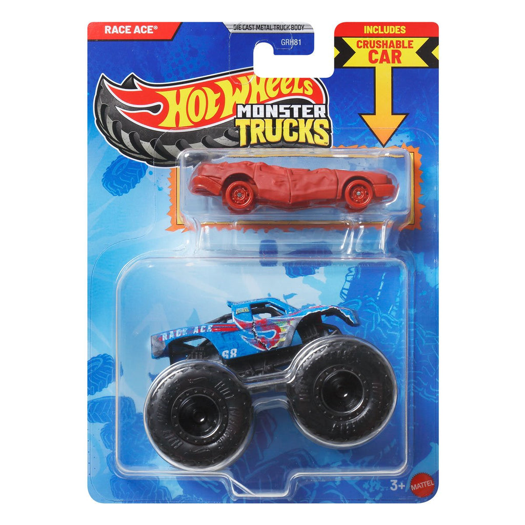 Hot Wheels Monster Truck Plus Car 1:64 Scale Vehicle 2-Pack 2026 Mix 1 Case of 8