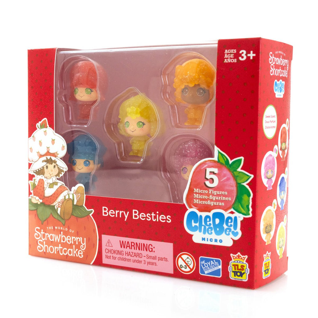 Strawberry Shortcake CheeBee Berry Besties Glitter 1 1/2-Inch Mini-Figure 5-Pack Collector Set