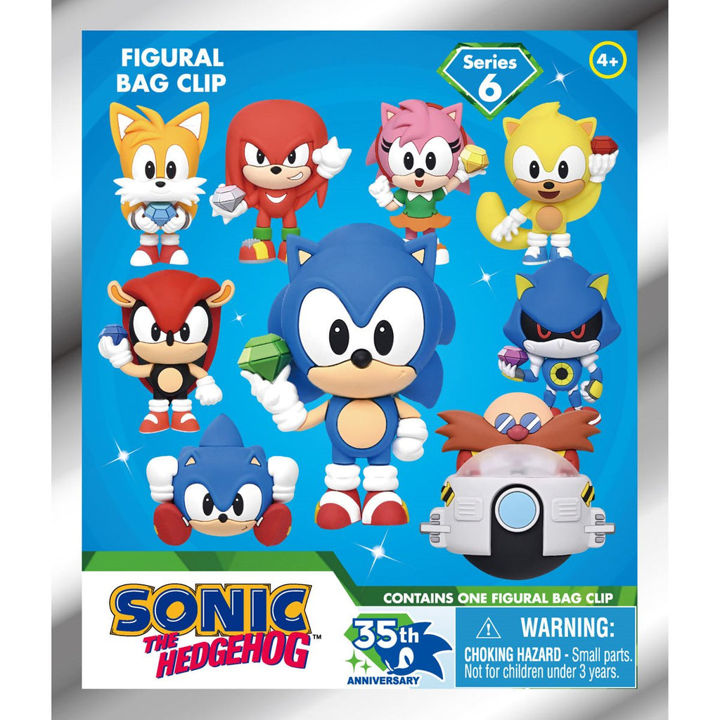 Sonic the Hedgehog 35th Anniversary Series 6 3D Foam Bag Clip Display Case of 24