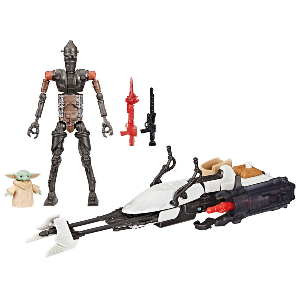 Star Wars Epic World of Action IG-11 & Grogu Speeder Bike, 4-Inch Scale Action Figures & Vehicle Set