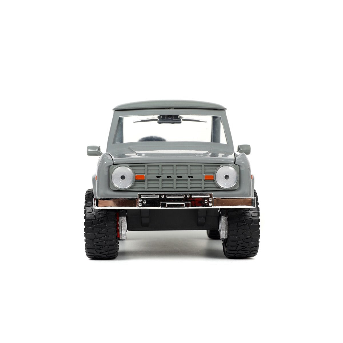 Just Trucks 1973 Ford Bronco Gray 1:24 Scale Die-Cast Metal Vehicle with Tire Rack