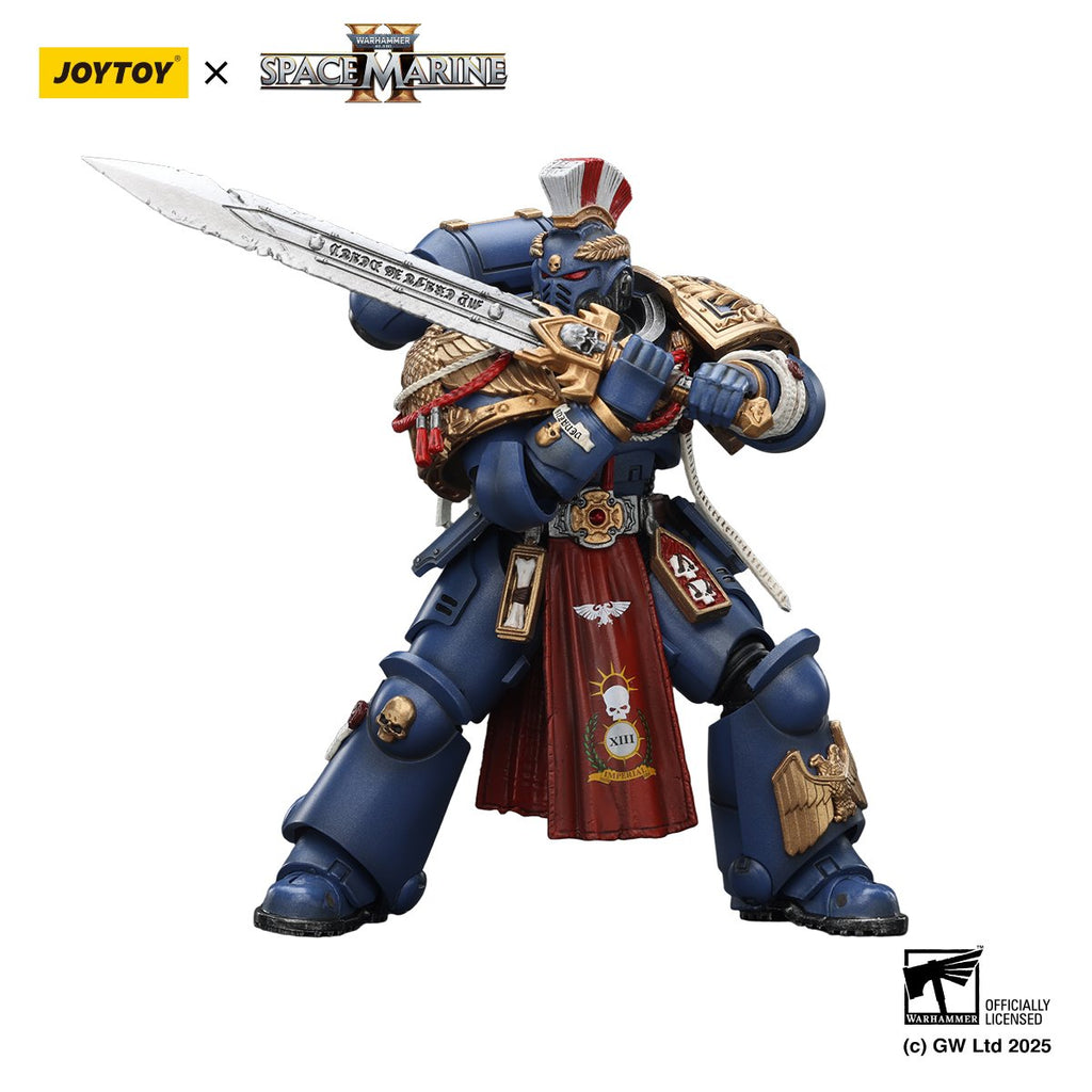 Joy Toy Warhammer Space Marine Ultramarine Relic Primus Armour Plasma Pistol and Combat Blade 1:18 Scale Action Figure