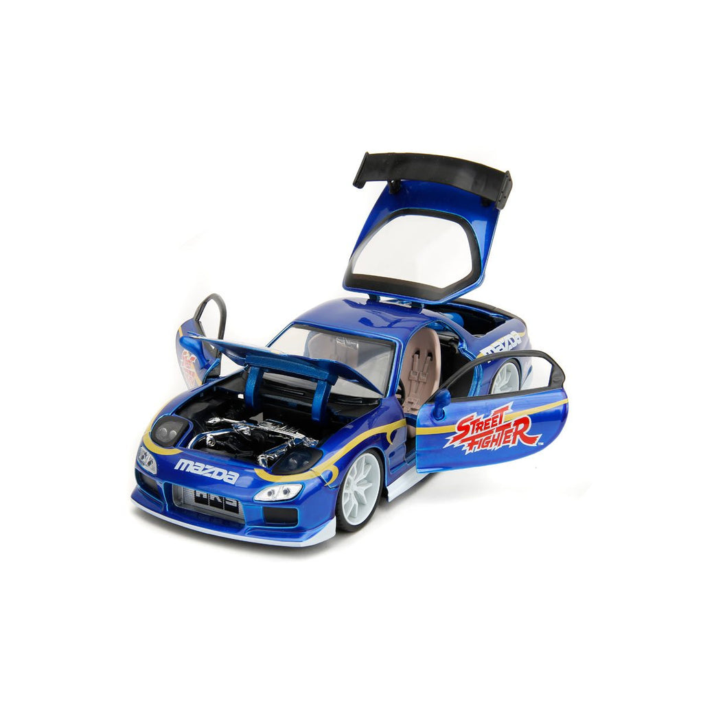 Hollywood Rides Street Fighter Chun-Li 1993 Mazda RX-7 1:24 Scale Die-Cast Metal Vehicle with Figure