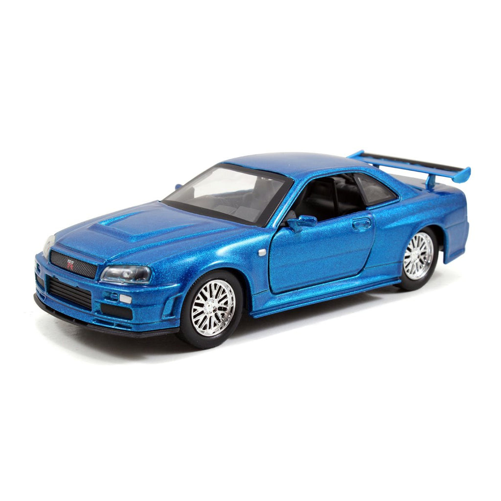 Fast and Furious Brian's Nissan Skyline GT-R R34 Silver and GT-R R34 Blue 1:32 Scale Die-Cast Metal Vehicle  2-Pack