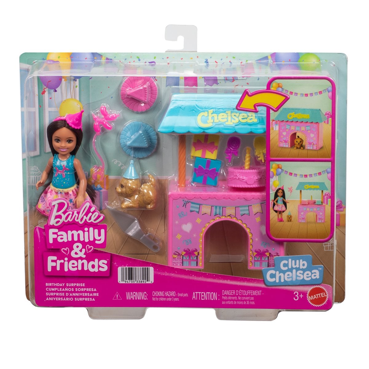 Barbie Club Chelsea Birthday Surprise Doll with Brown Hair