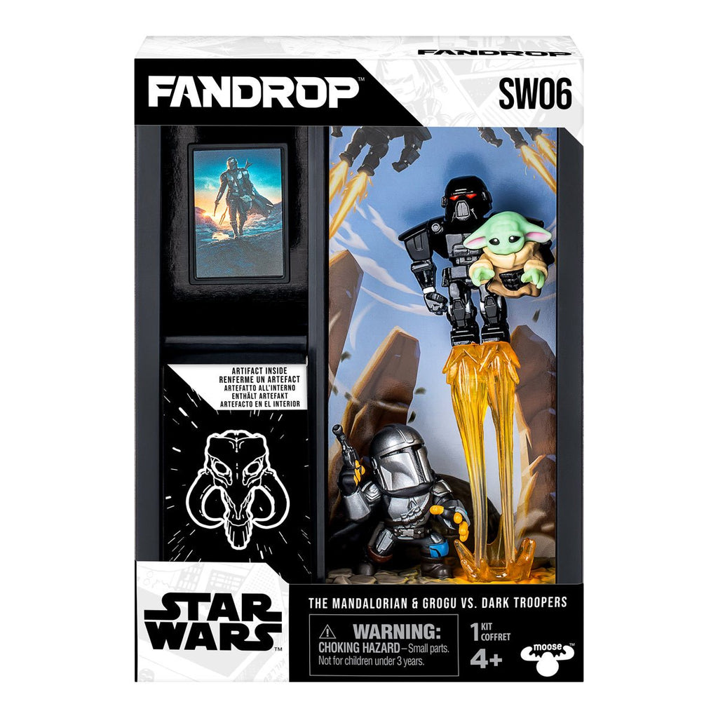 Star Wars The Mandalorian & Grogu Vs. Dark Troopers Fandrop Figure Diorama