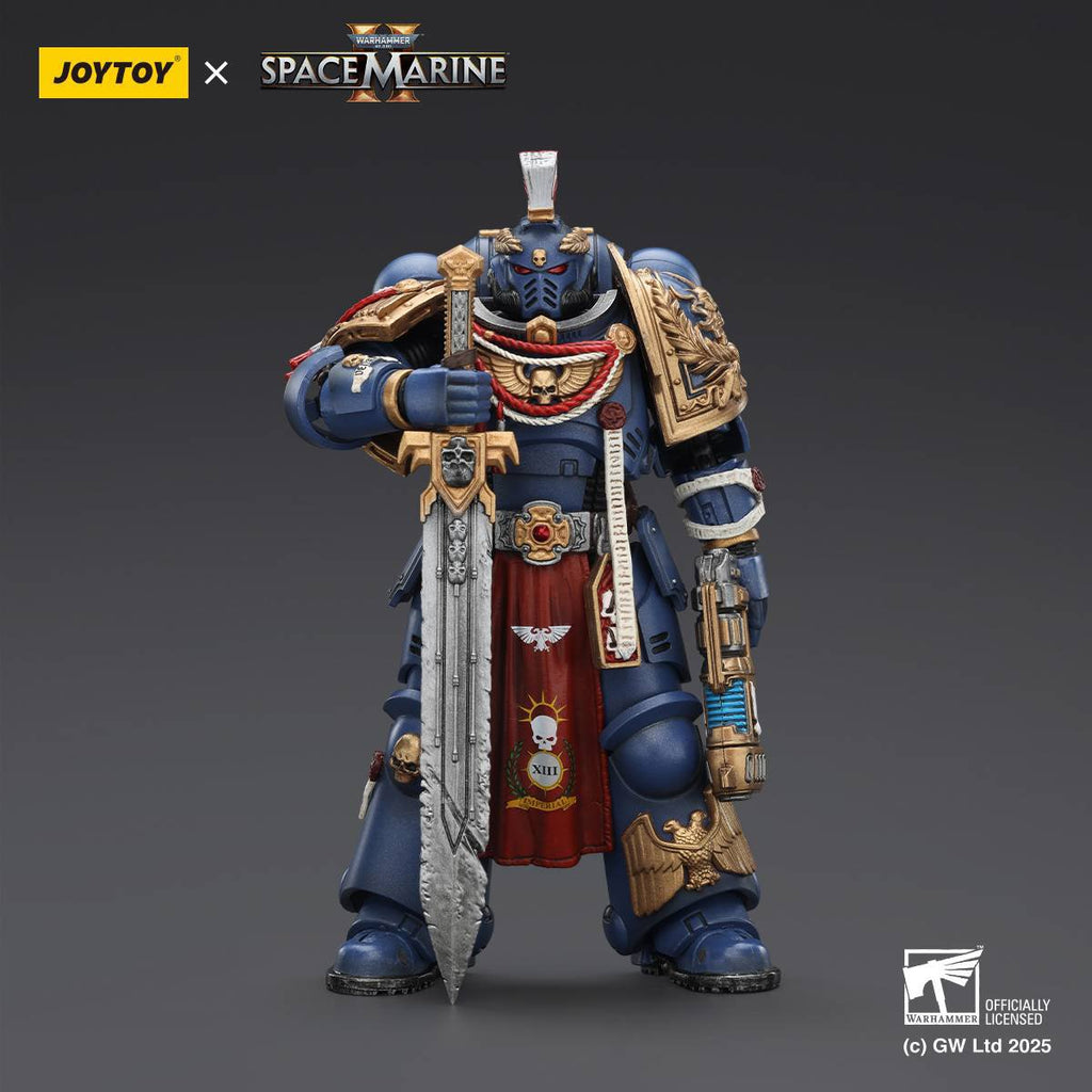 Joy Toy Warhammer Space Marine Ultramarine Relic Primus Armour Plasma Pistol and Combat Blade 1:18 Scale Action Figure