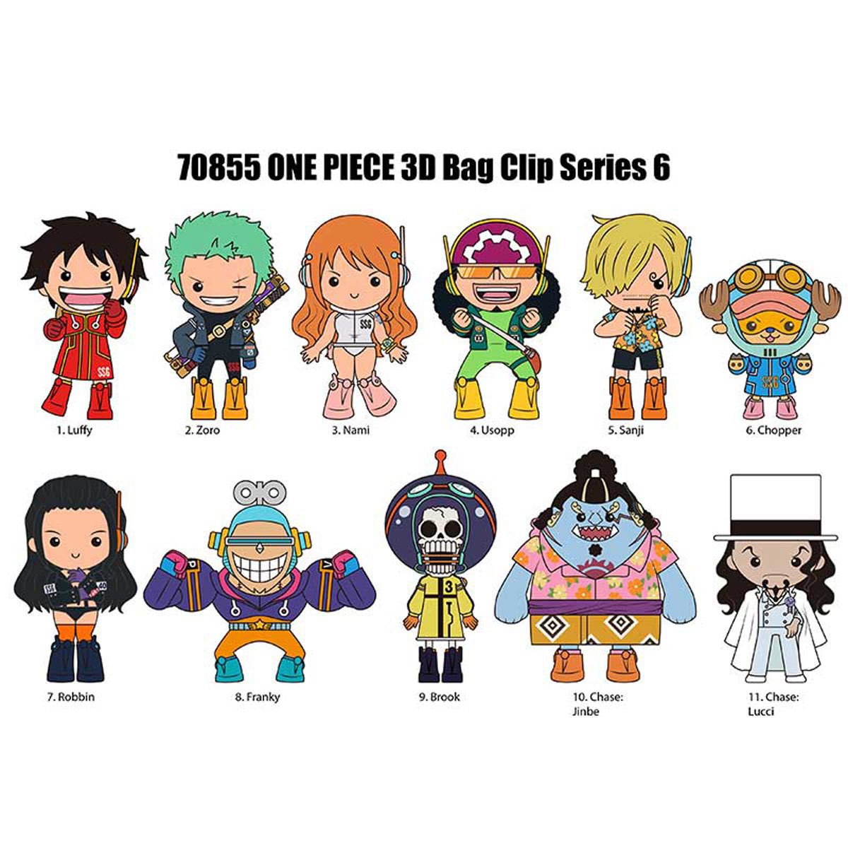 One Piece Series 6 3D Foam Bag Clip Display Case of 24