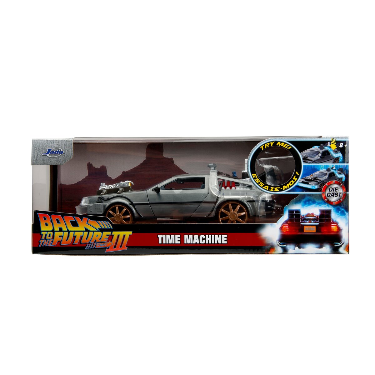 Hollywood Rides Back to the Future III Time Machine Rail Wheels 1:24 Die-Cast Metal Vehicle
