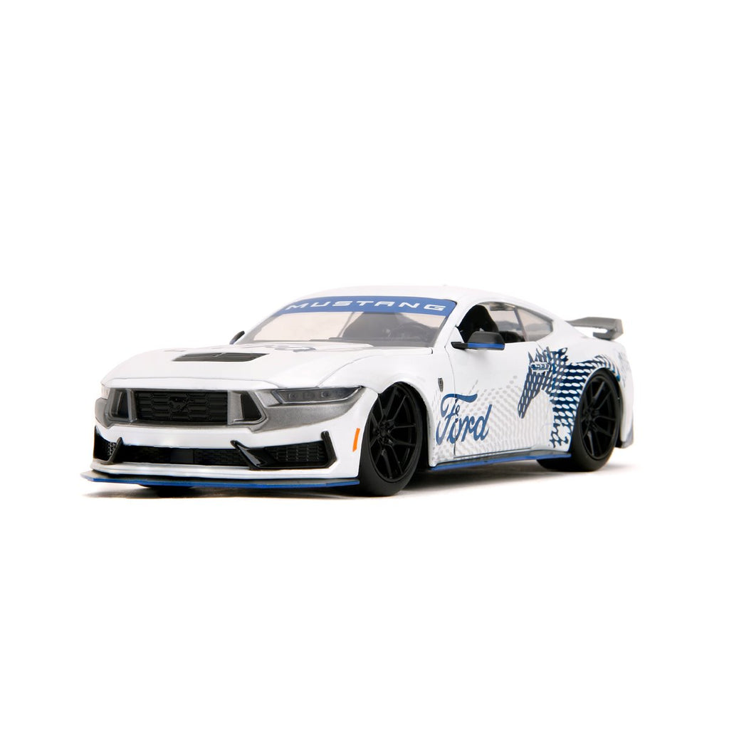 Bigtime Muscle 2024 Ford Mustang Dark Horse Glossy White 1:24 Scale Die-Cast Metal Vehicle