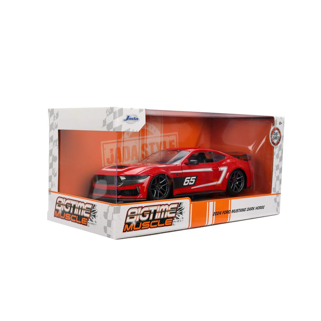 Bigtime Muscle 2024 Ford Mustang Dark Horse Glossy Red 1:24 Scale Die-Cast Metal Vehicle