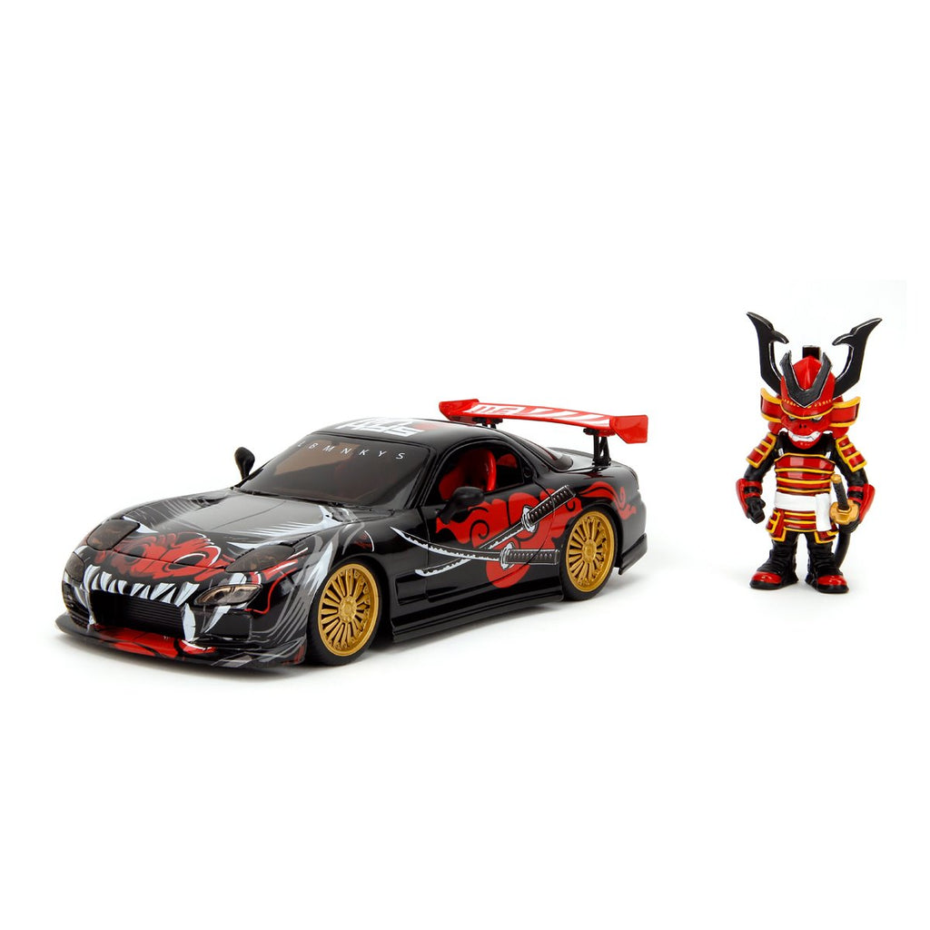 Hollywood Rides Lab Monkeys 1993 Mazda RX7 1:24 Scale Die-Cast Metal Vehicle with Saru Figure