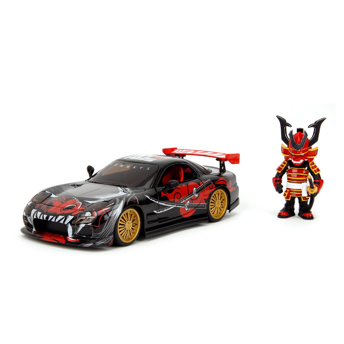 Hollywood Rides Lab Monkeys 1993 Mazda RX7 1:24 Scale Die-Cast Metal Vehicle with Saru Figure