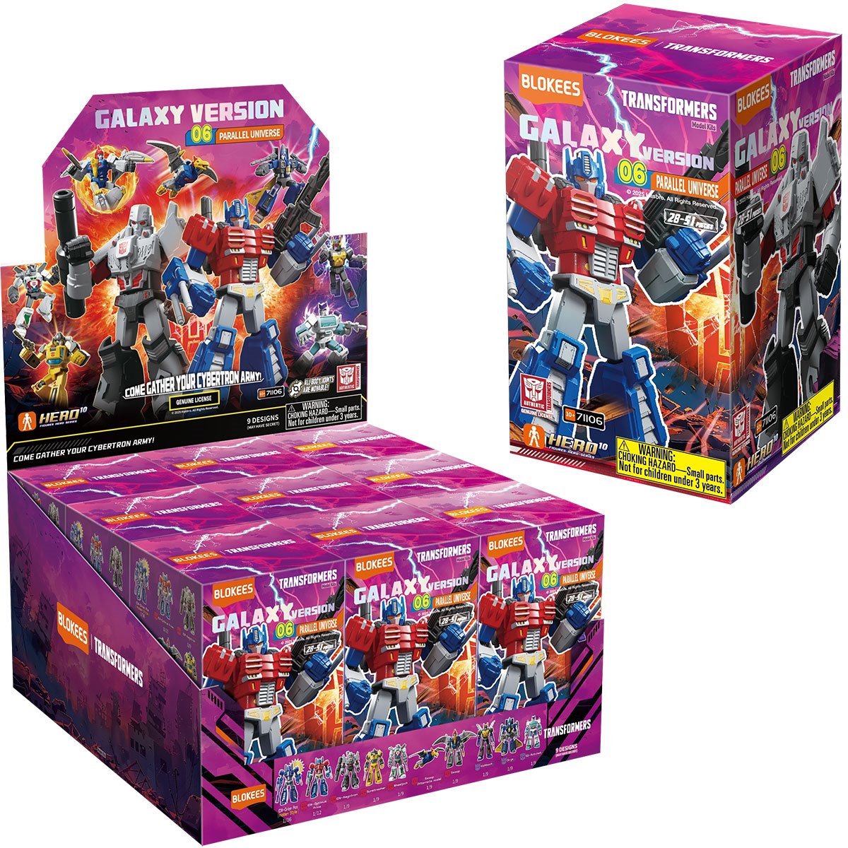 Transformers Galaxy GV06 Transformers Parallel Universe Blokees 4-Inch Blind Box Model Kit Case of 9