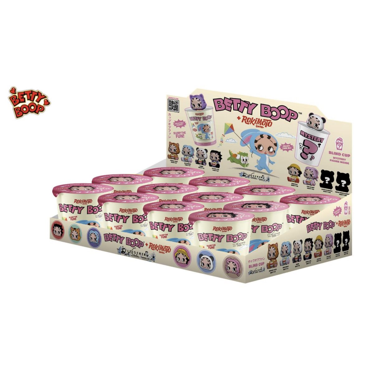 Betty Boop Rokimoto Cup Vinyl Figure Display Case of 12