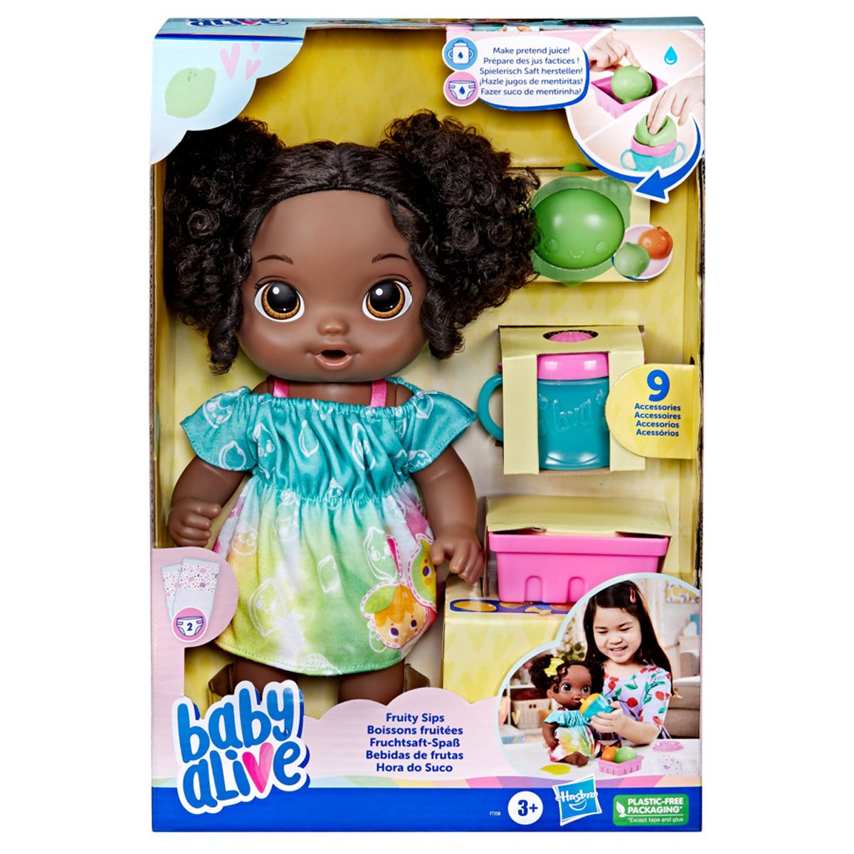 Baby Alive Fruity Sips Lime Black Hair Doll