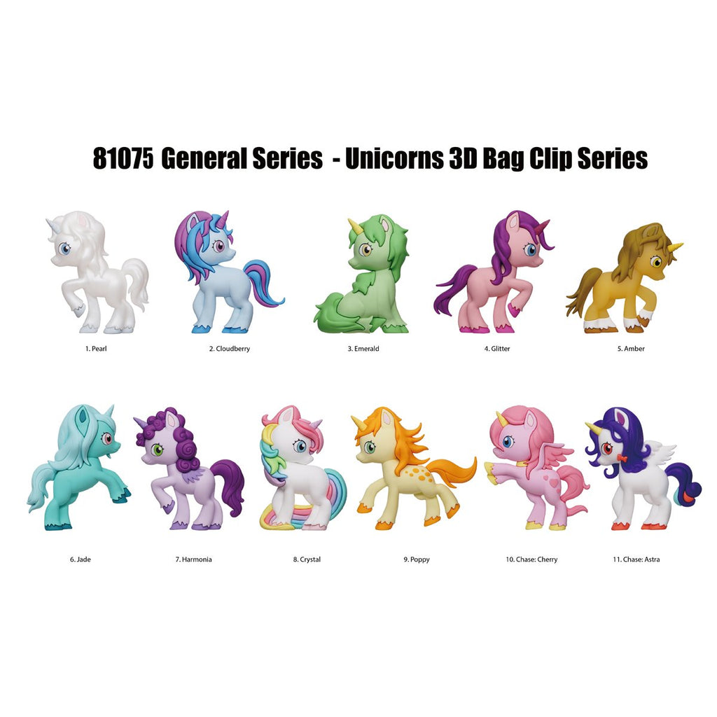 Unicorns 3D Foam Bag Clip Display Case of 24