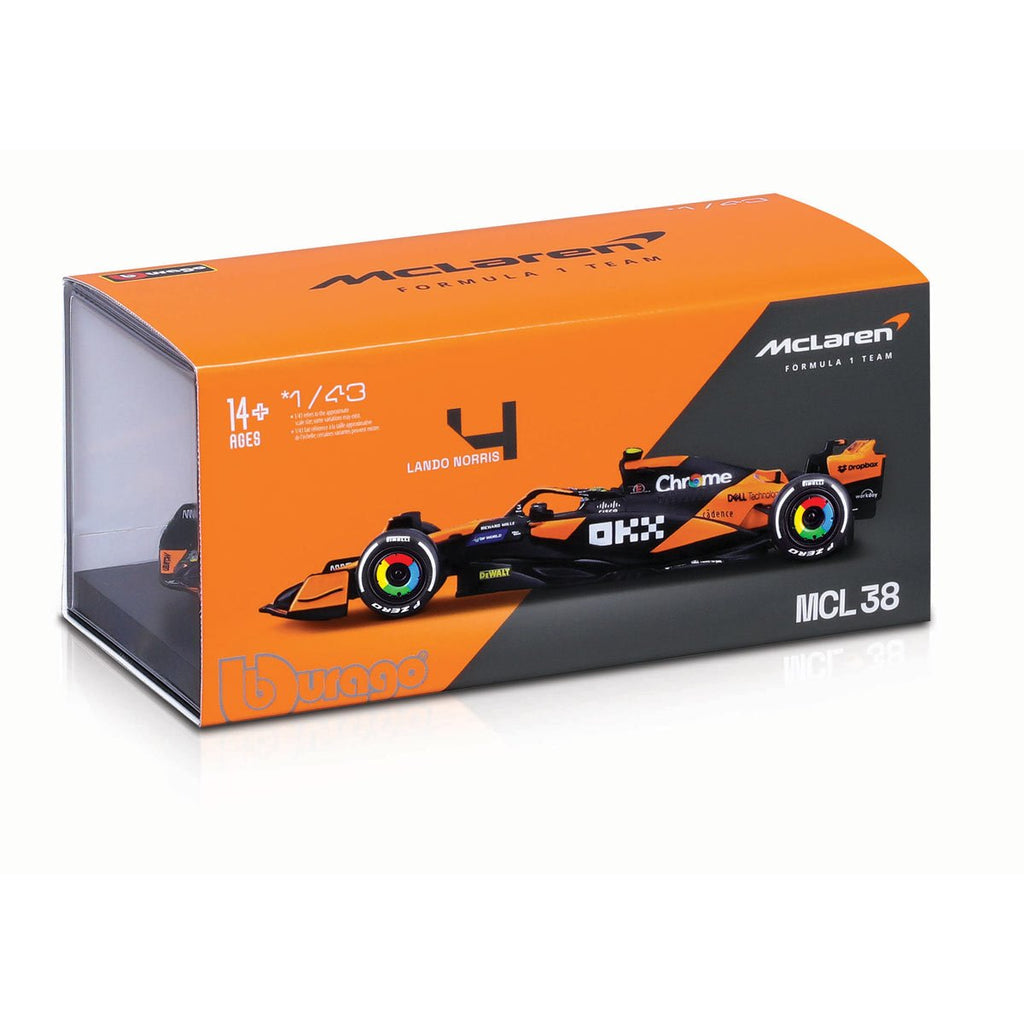 Formula 1 McLaren MCL38 Lando Norris # 4 with Helmet (2024) Die-Cast Metal 1:43 Scale Vehicle