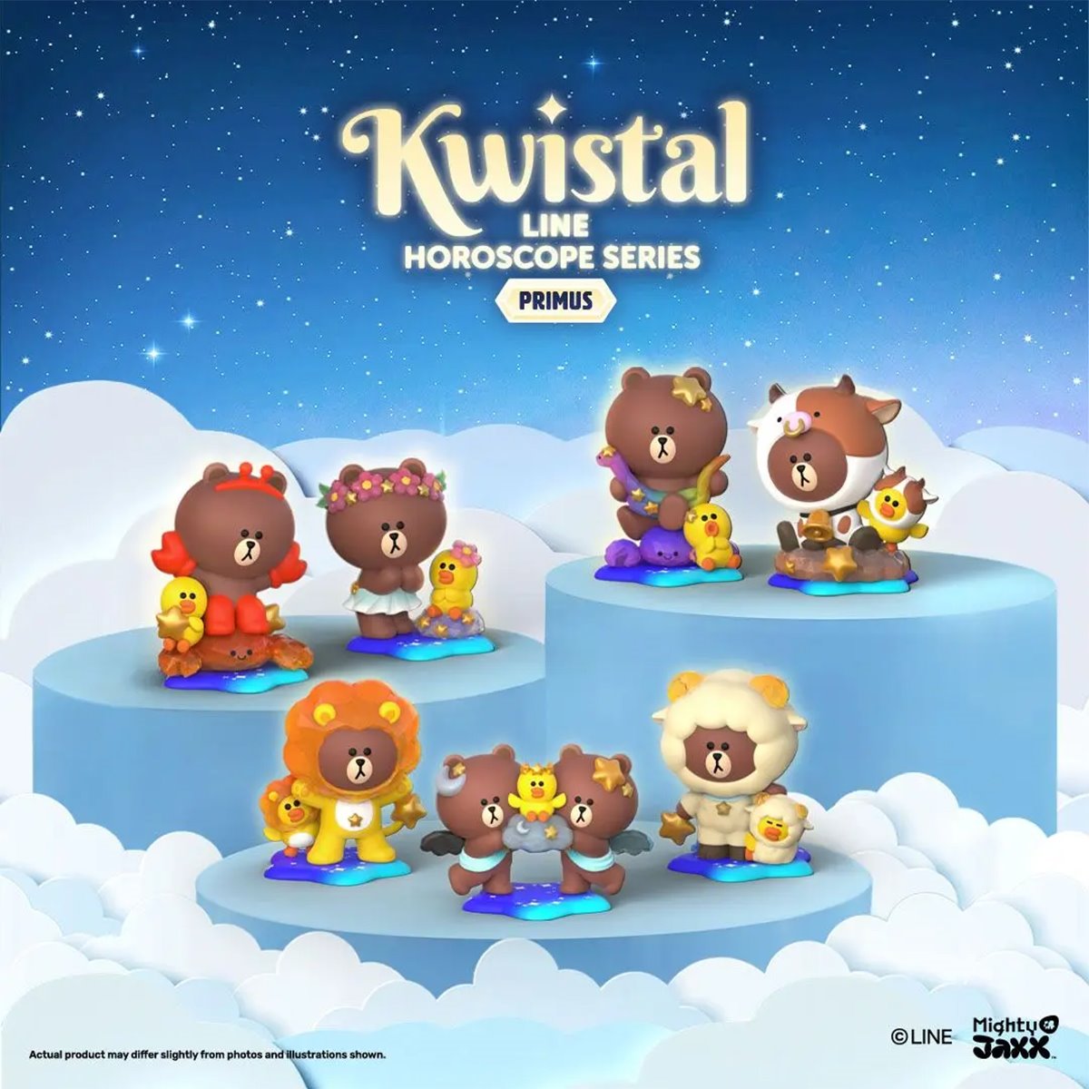 Line Friends x Kwistal Horoscope Series Primus Mini-Figure Display Tray of 6