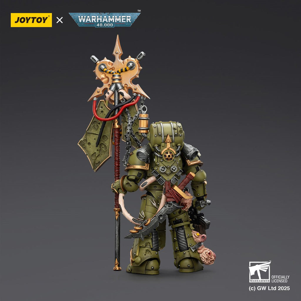 Joy Toy Warhammer 40,000 Death Guard Plague Marine lcon Bearer with Boltgun and Plague Knife 1:18 Scale Action Figure