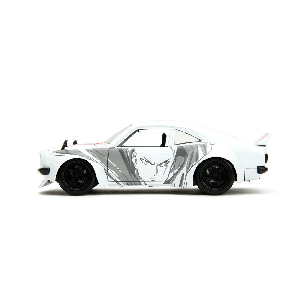 One Punch Man 1974 Mazda RX-3 1:24 Scale Die-Cast Metal Vehicle with Saitama Figure