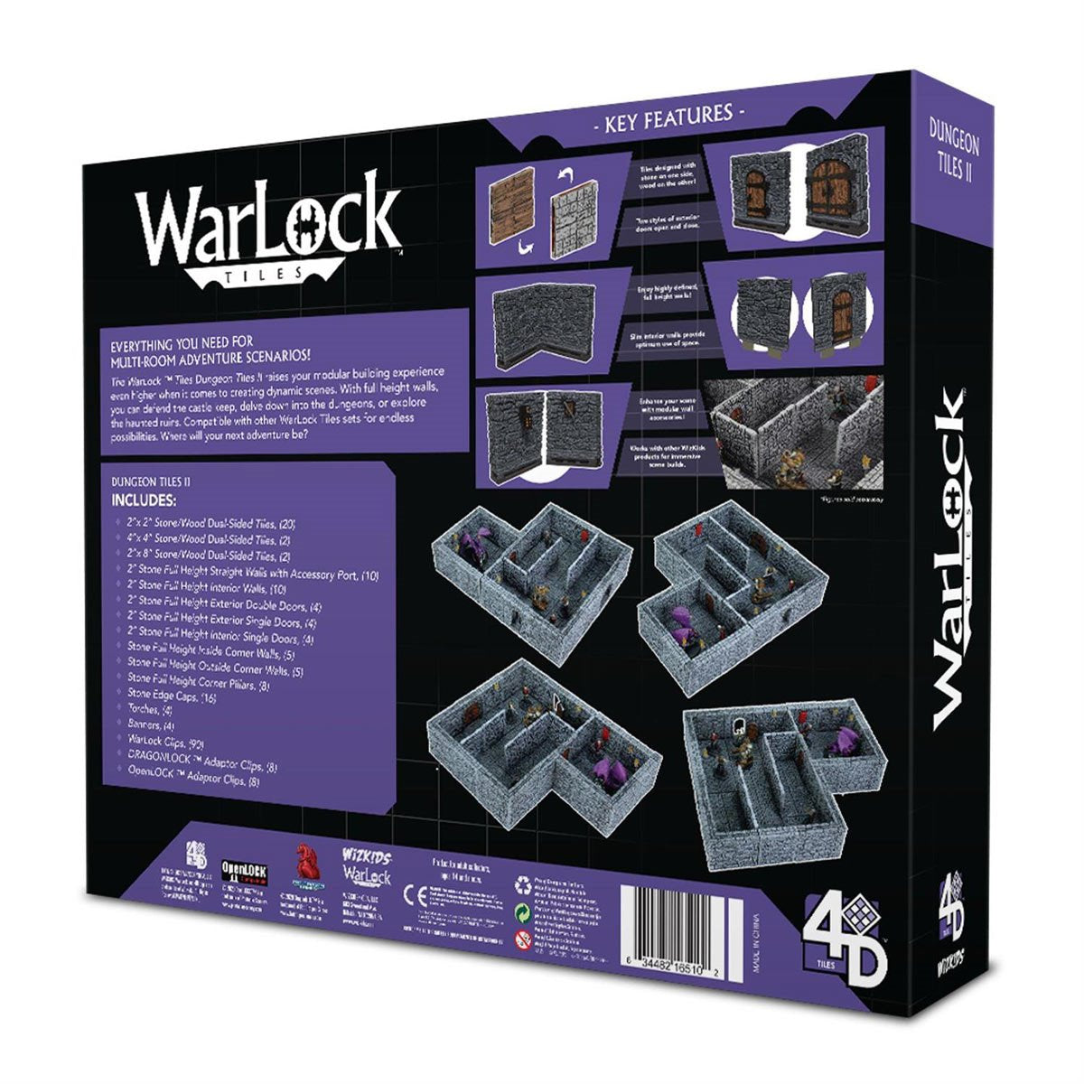 WarLock Tiles Dungeon Tiles II Full Height Stone Walls Pack