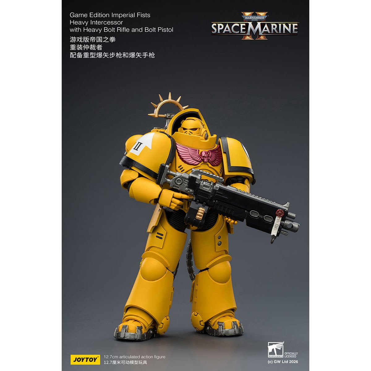 Joy Toy Warhammer 40,000 Space Marines Game Edition Imperial Fists Intercessor Rifle & Pistol 1:18 Scale Action Figure