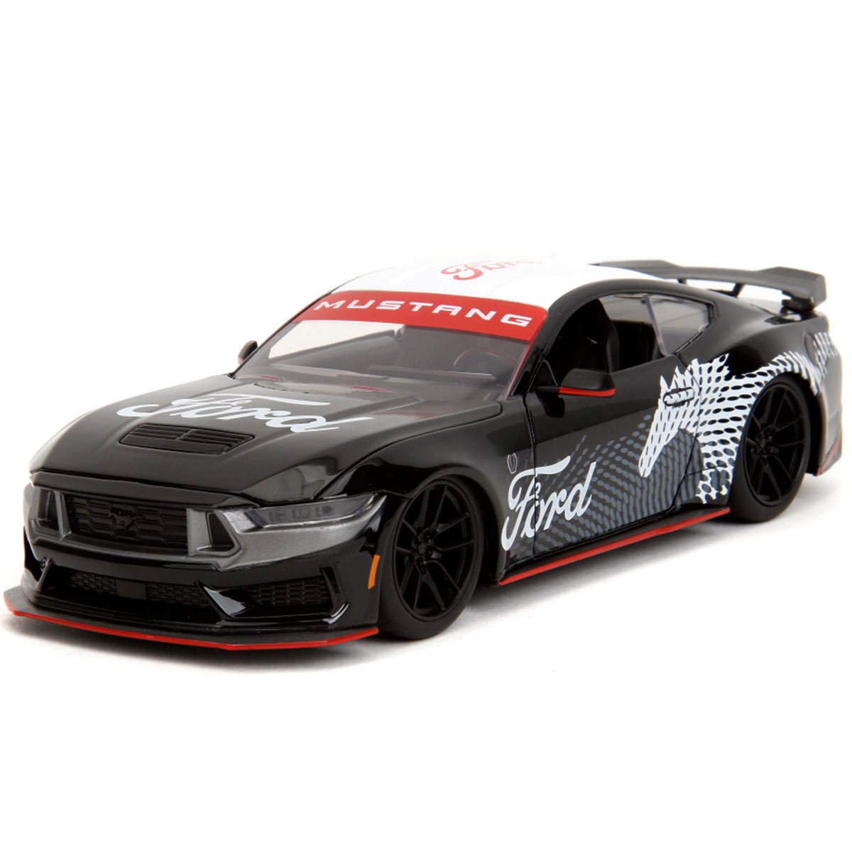 Bigtime Muscle 2024 Ford Mustang Dark Horse Glossy Black 1:24 Scale Die-Cast Metal Vehicle