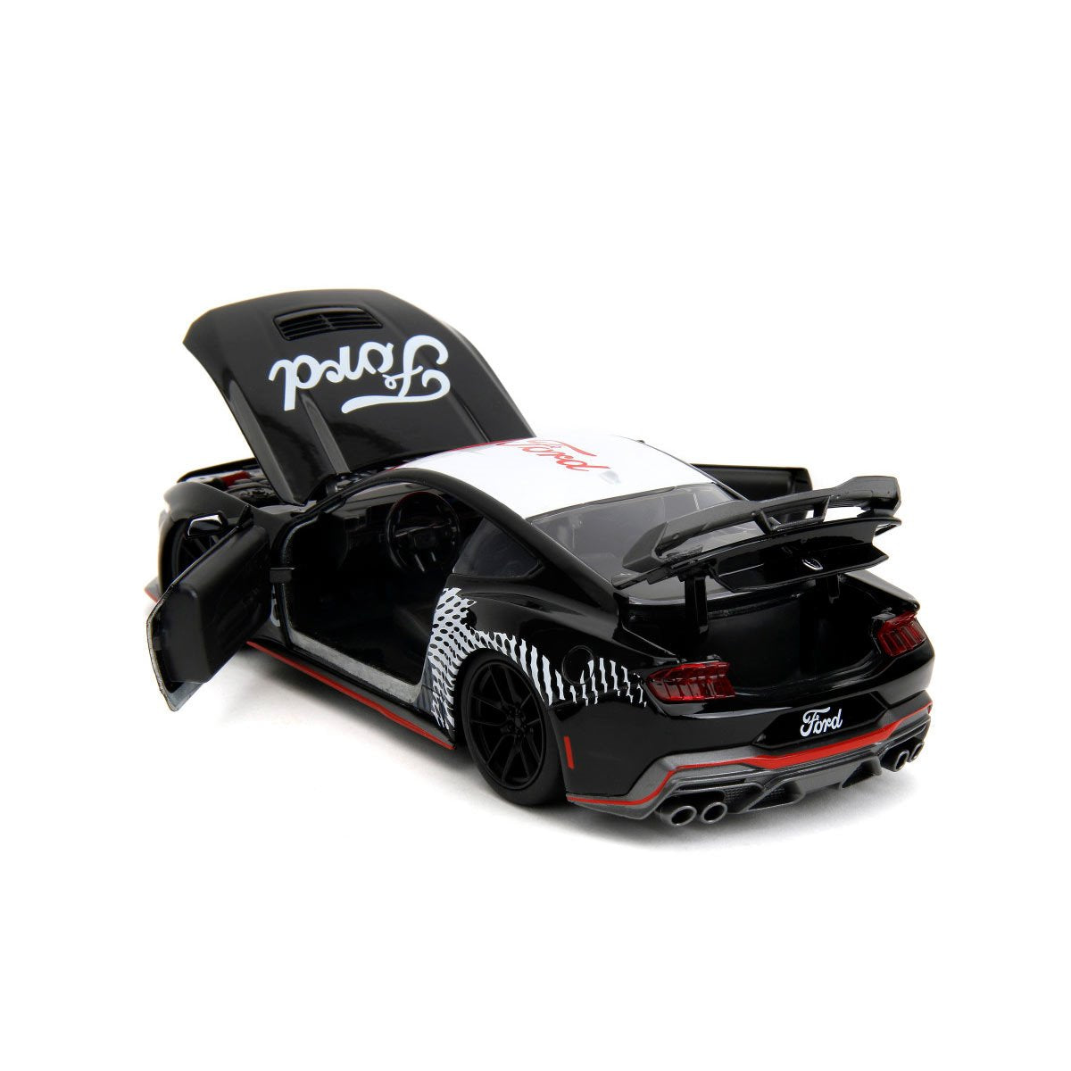 Bigtime Muscle 2024 Ford Mustang Dark Horse Glossy Black 1:24 Scale Die-Cast Metal Vehicle