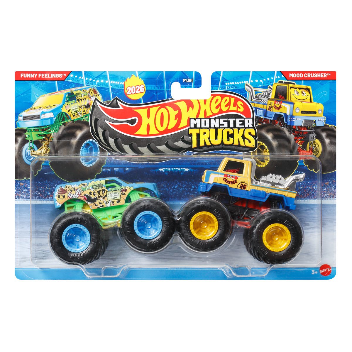 Hot Wheels Monster Trucks Demolition Doubles 1:64 Scale Vehicle 2-Pack 2026 Mix 3 Case of 8