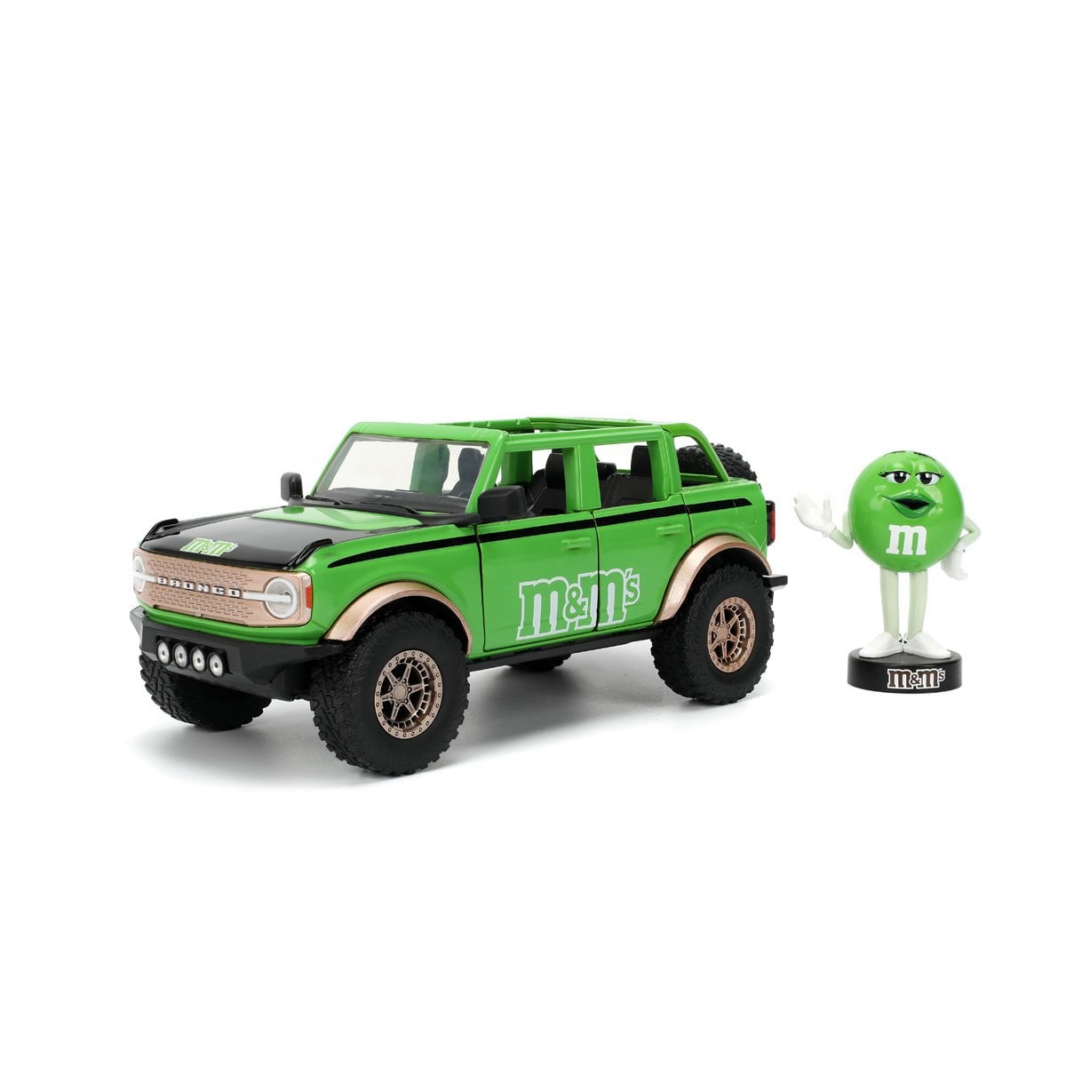 M&M's 2021 Ford Bronco 1:24 Scale Die-Cast Metal Vehicle with Green Figure
