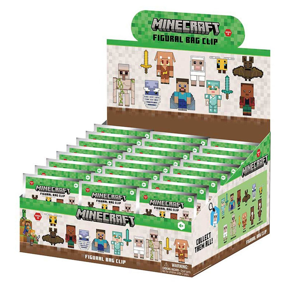 Minecraft Series 4 3D Foam Bag Clip Display Case of 24