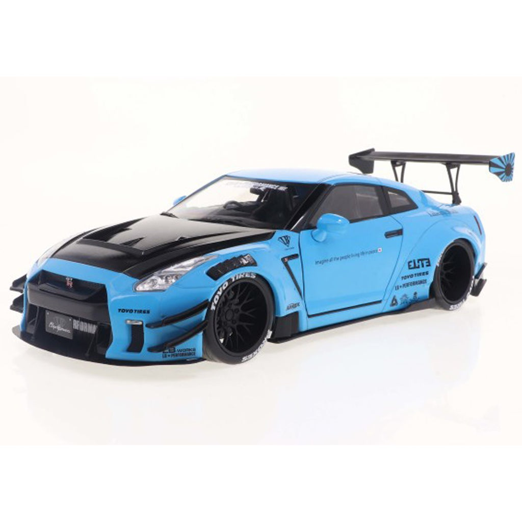 2024 Nissan GT-R R35 Baby Blue Liberty Walk Version 2.0 Body Kit 1:18 Scale Die-Cast Metal Vehicle