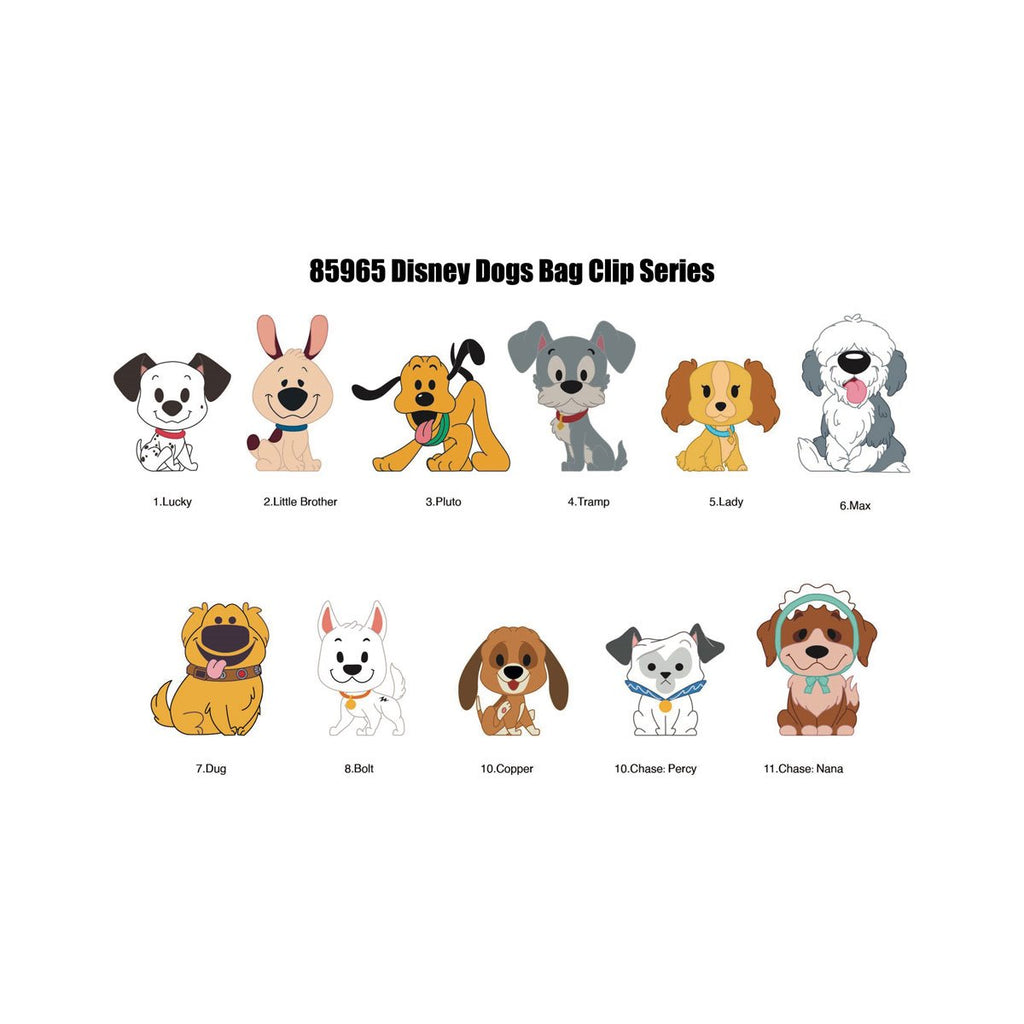 Disney Dogs 3D Foam Bag Clip Random 6-Pack