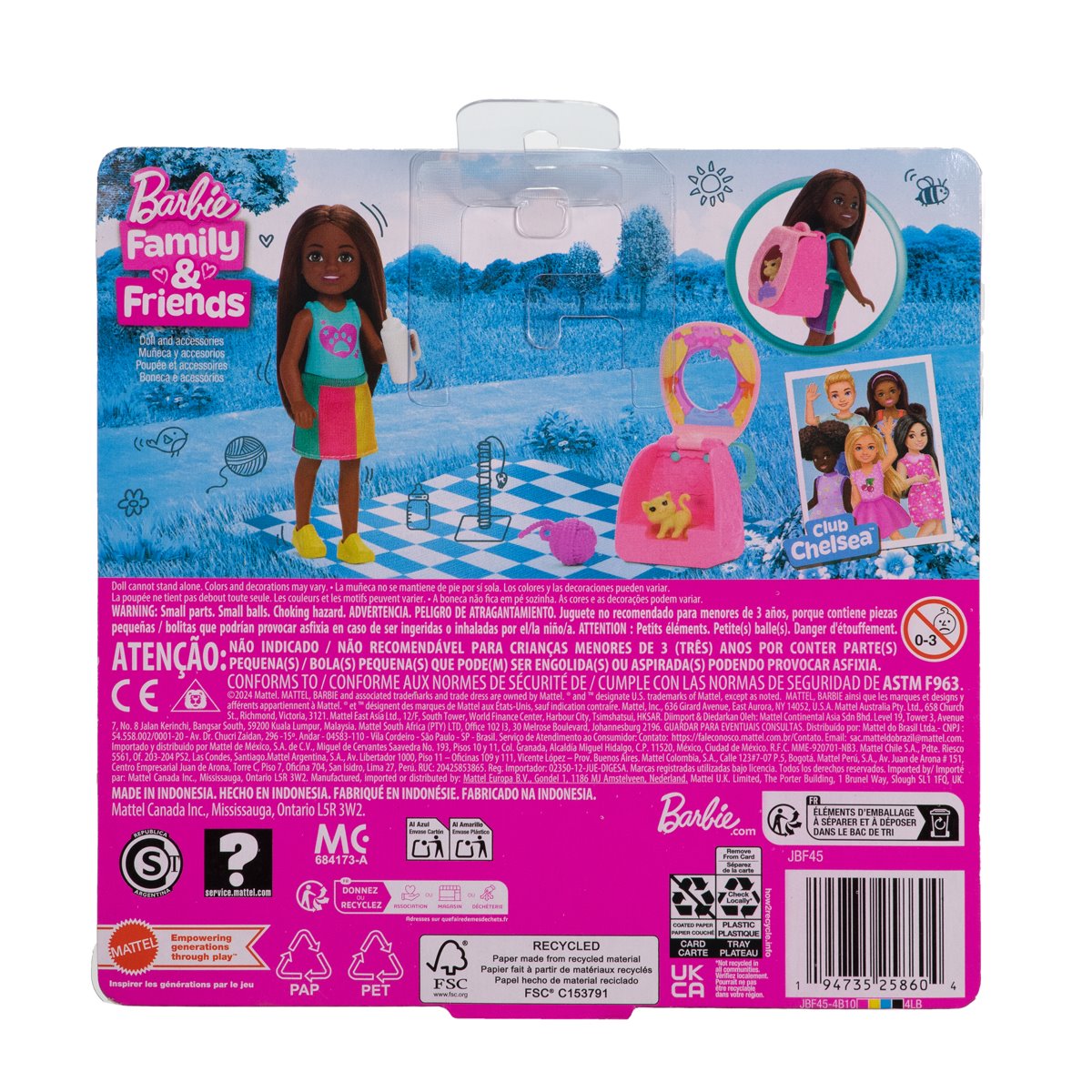 Barbie Family and Friends Club Chelsea Kitty Backpack Doll