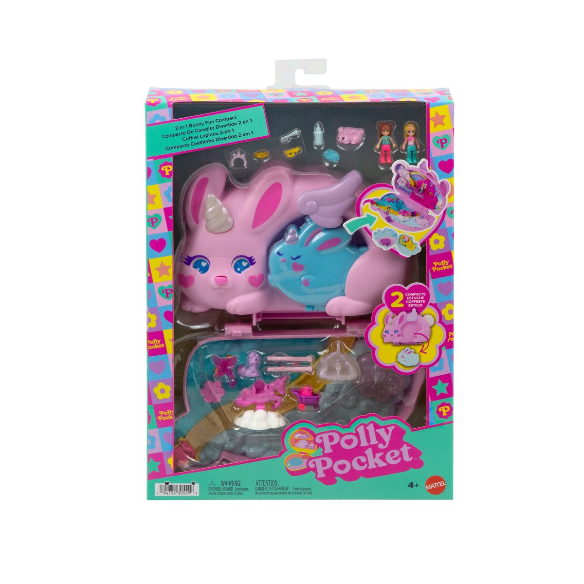 Polly Pocket 2-In-1 Bunny Fun Compact Playset