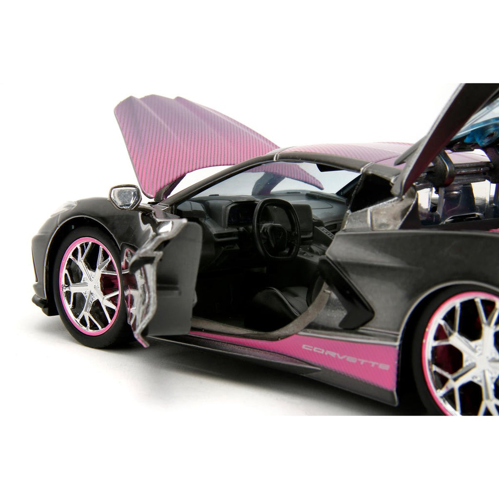 Pink Slips 2020 Corvette Stingray with Base 1:24 Scale Die-Cast Metal Vehicle