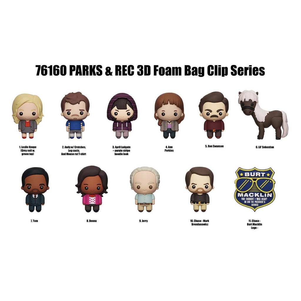 Parks and Recreation 3D Foam Bag Clip Display Case of 24