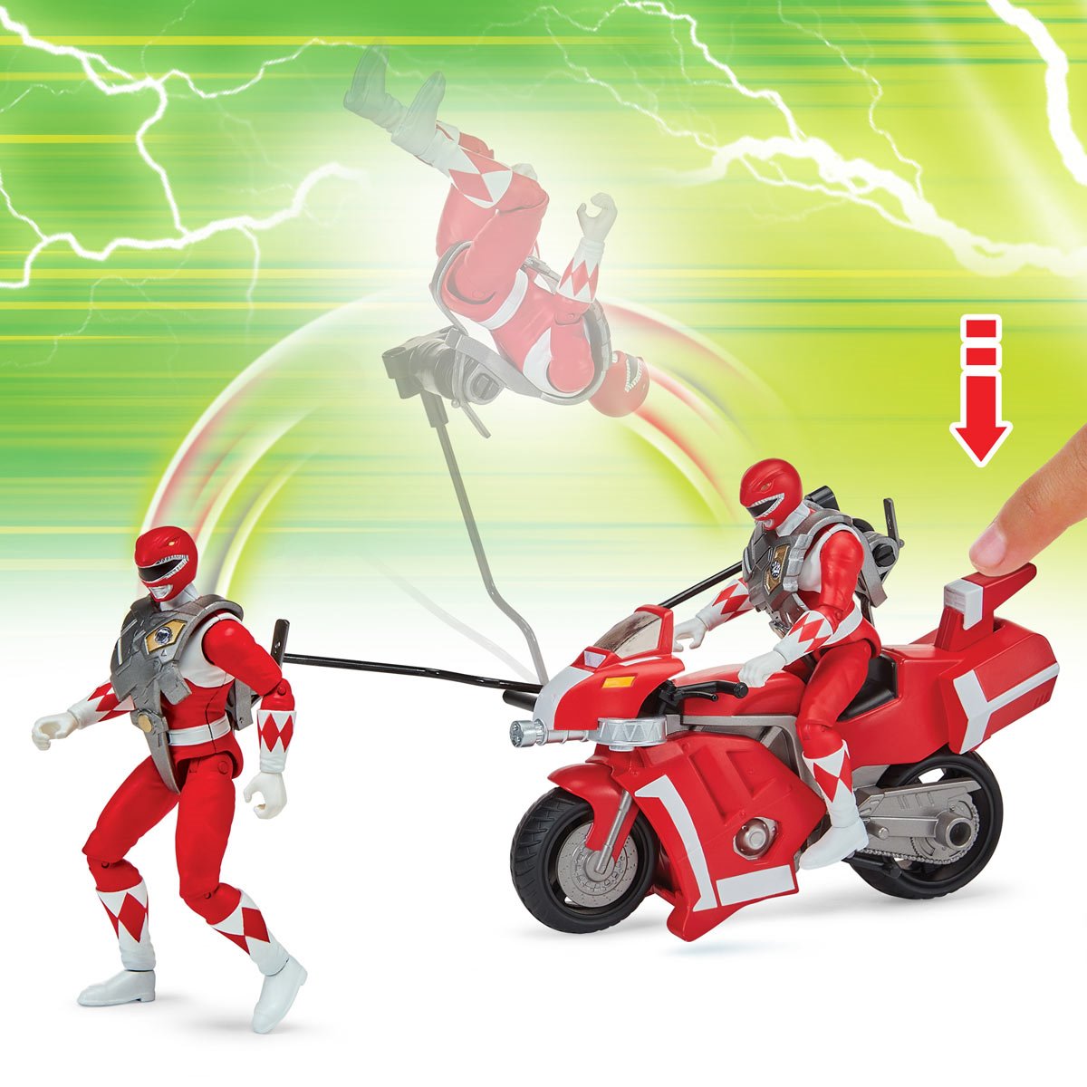 Mighty Morphin Power Rangers: Re-Ignition Tyrannosaurus Battle Bike Vehicle with Red Ranger Action Figure