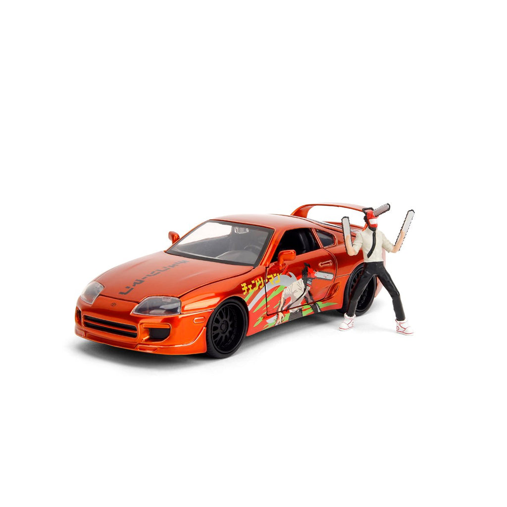 Hollywood Rides Chainsaw Man 1995 Toyota Supra 1:24 Scale Die-Cast Metal Vehicle with Chainsaw Man Figure