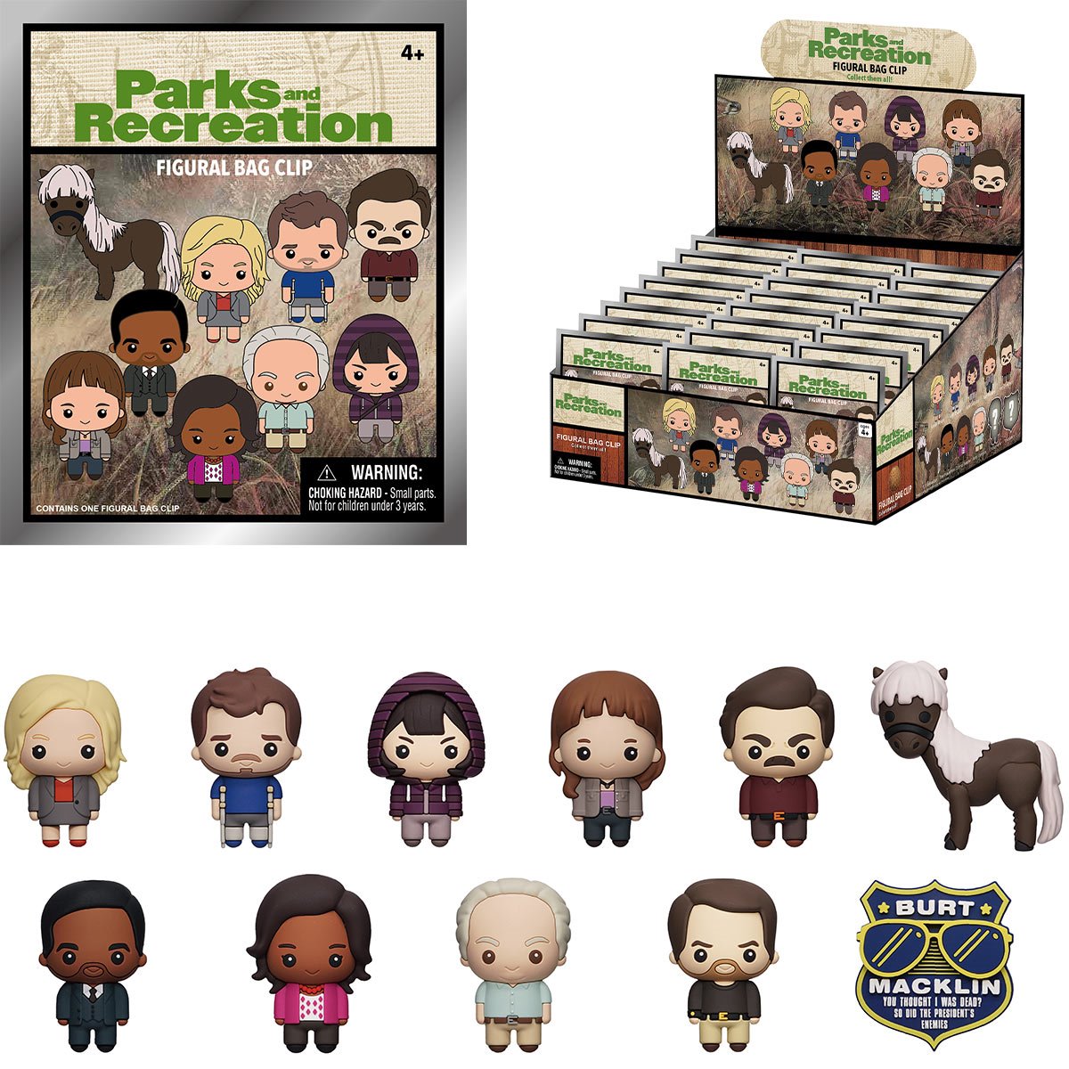 Parks and Recreation 3D Foam Bag Clip Display Case of 24
