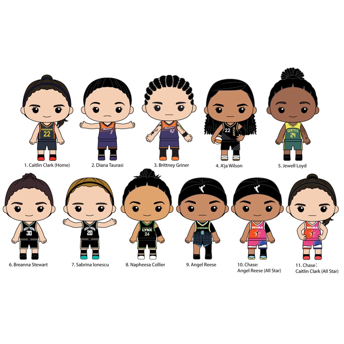 Womens National Basketball Association 3D Foam Bag Clip Random 6-Pack
