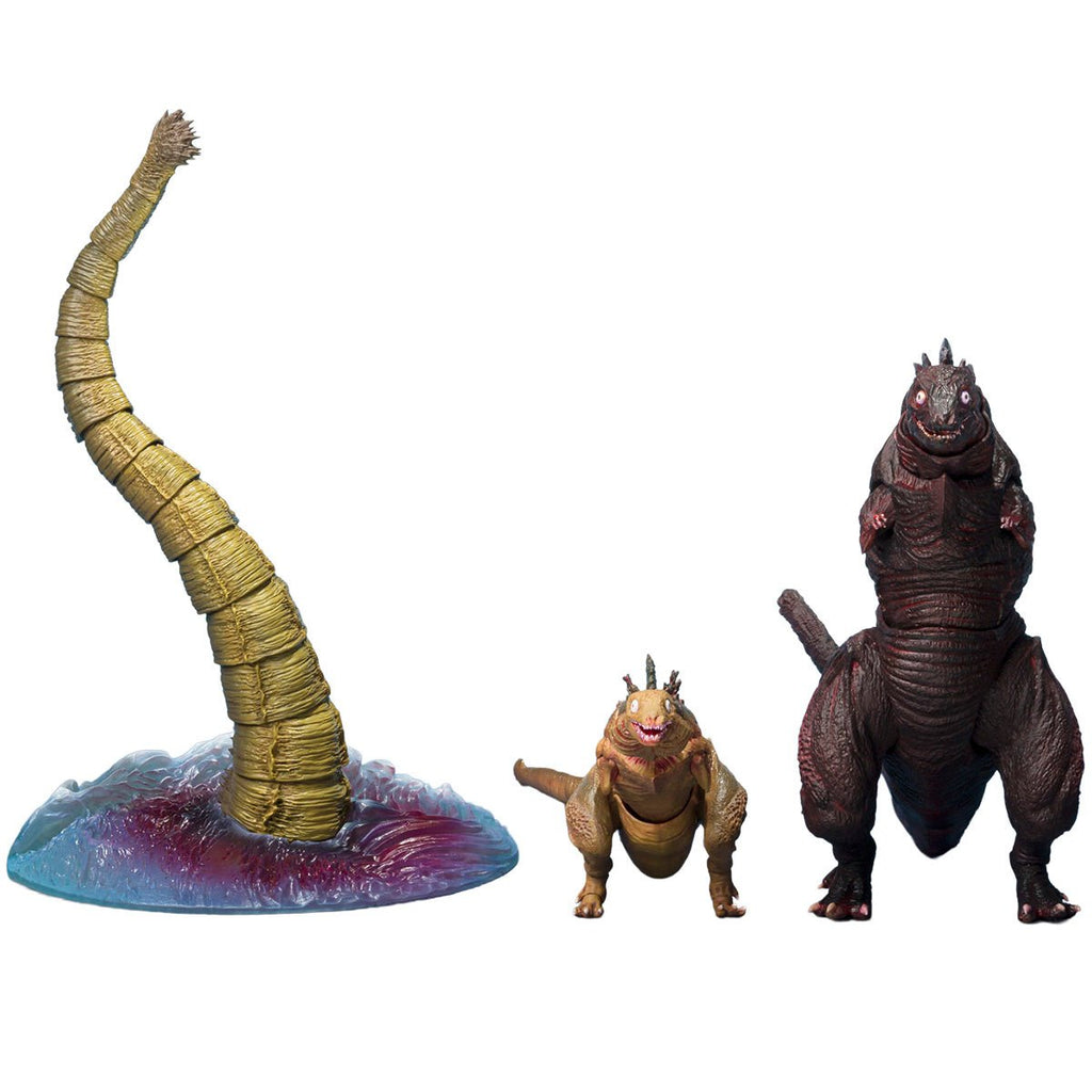 Godzilla 2016 The Second Form, Third Form, and Giant Unidentified Creature S.H.MonsterArts Action Figure Set